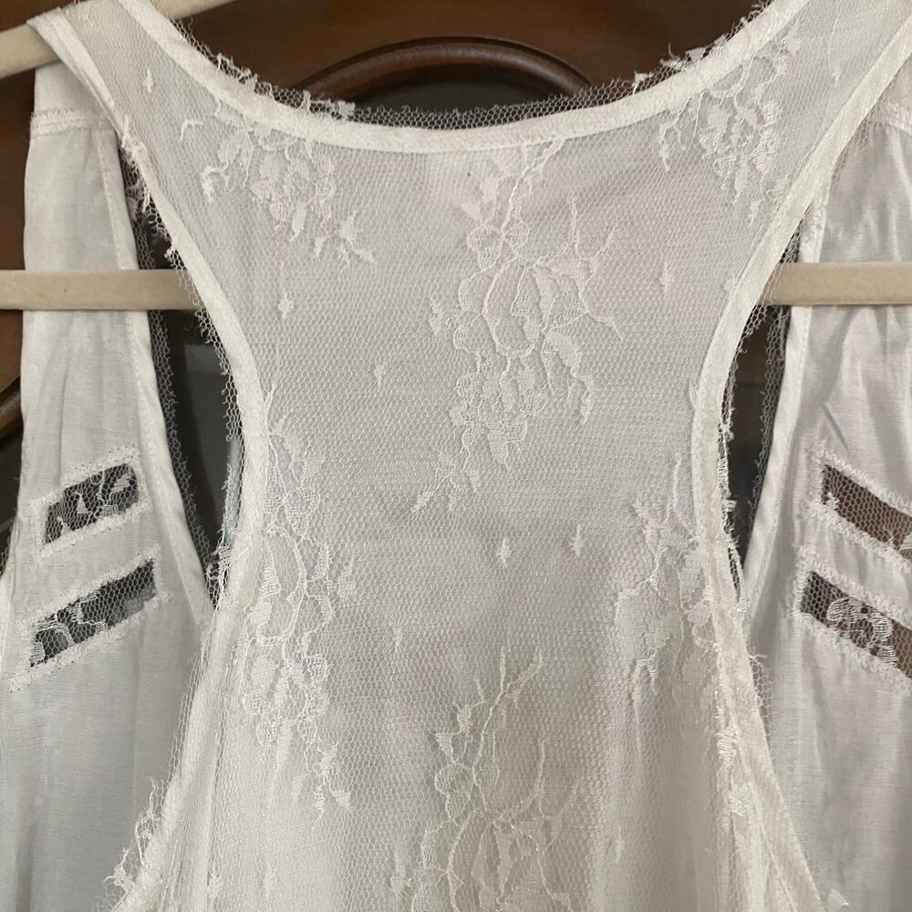 Intimately Free People Size Large White Slip Dress Tank Style Lace Panel Cottage - Picture 8 of 9